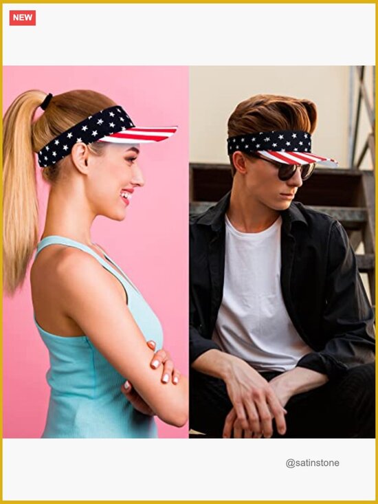 12 Pack Patriotic Sun Visors Adjustable Cotton Summer Hats for Women Men